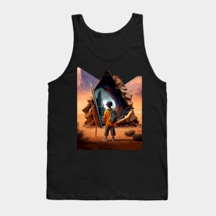 Wonderment a Time Travel Odyssey: A Journey to a Dystopian Future on a Dark Background Tank Top